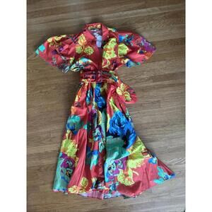 Christopher John Rogers Target Orange Floral Puff Sleeve Dress Size 14 New